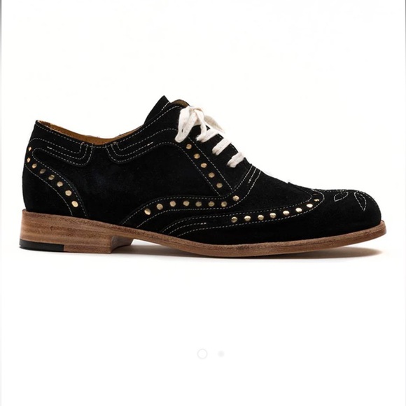 Black Suede/Gold Oxford By Esquível Hand Made - Picture 2 of 7